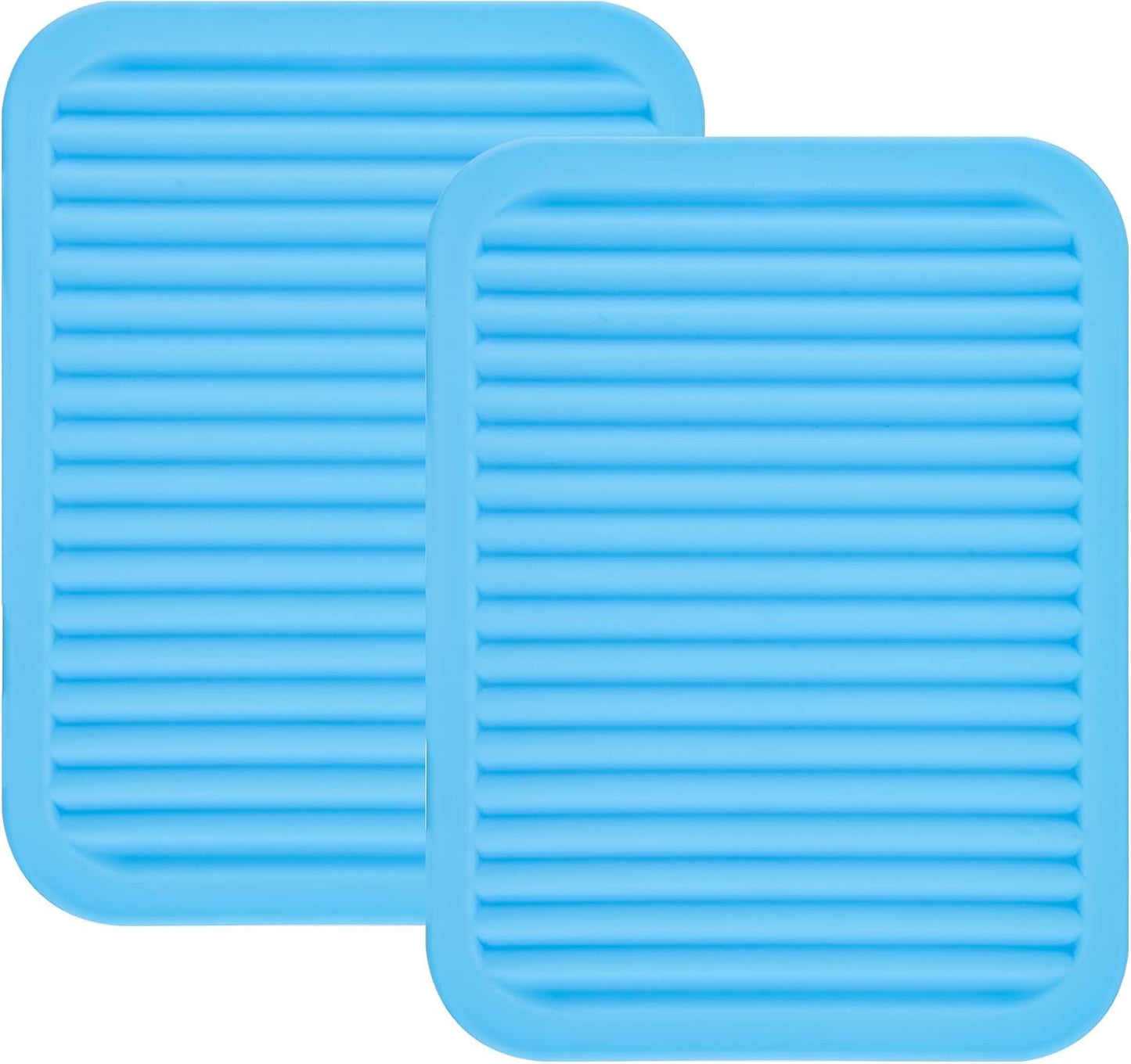 Smithcraft Lucky Plus Silicone Trivet Mat for Dish Hot Pads for Counter Top,Pan and Pot Heat Resistant Workshop, 2 Pack,Size:9x12 Inches, Color: Blue,Shape:Rectangular