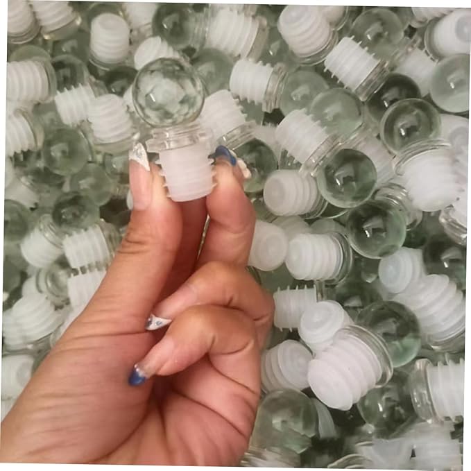 Luxshiny 24pcs Glass Ball Wine Stoppers Decorative Wine Saver Versatile Bottle Caps for Aromatherapy Perfume Glass Design