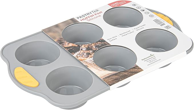Restaurantware Silicone Baking Molds Pack of 40 Non-Stick Muffin Molds with Handles 6 Compartments, Oven-Friendly Dishwashable Freezer-Friendly Heat-Resistant Gray Silicone Cupcake Muffin Pans