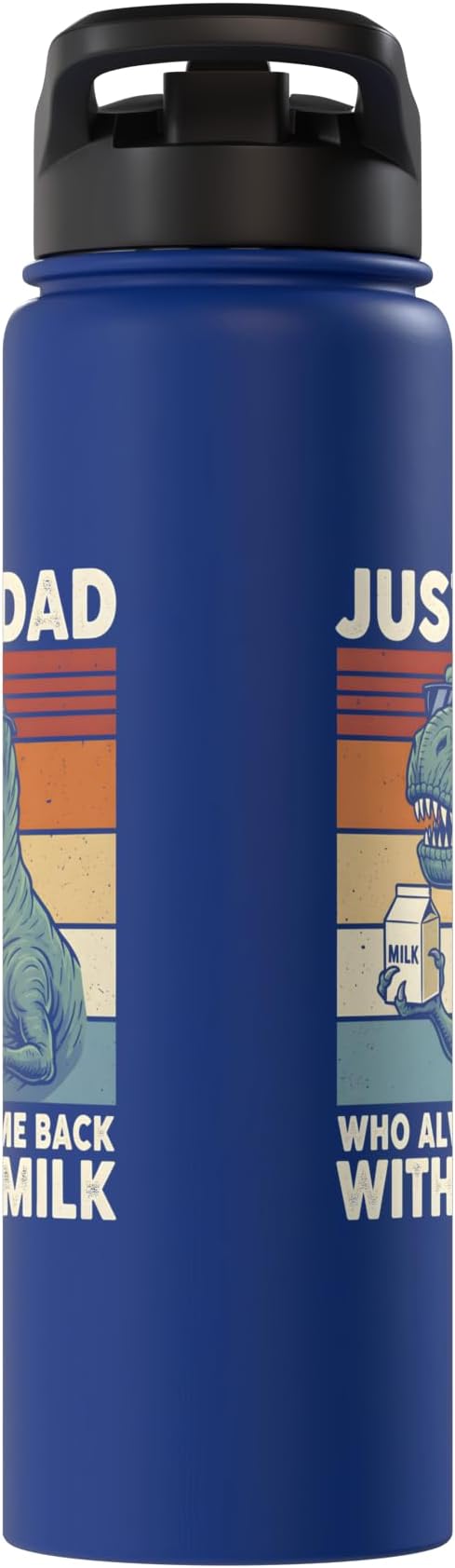T-Rex Dad Who Always Came Back With The Milk Retro Sunset Stainless Steel Insulated Water Bottle