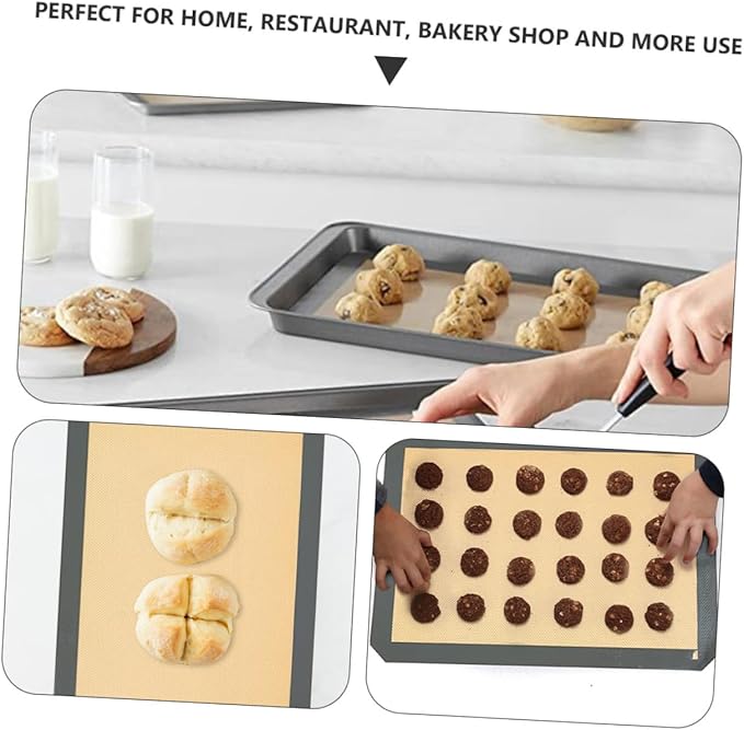 4pcs Heat Resistant Silicone Baking Mats Fiberglass, Non-stick Reusable Baking Pads for Home Bakery, Medium 42x29.5cm Small 30x21cm, Coffee Bottom, Food Safe Oven Liners