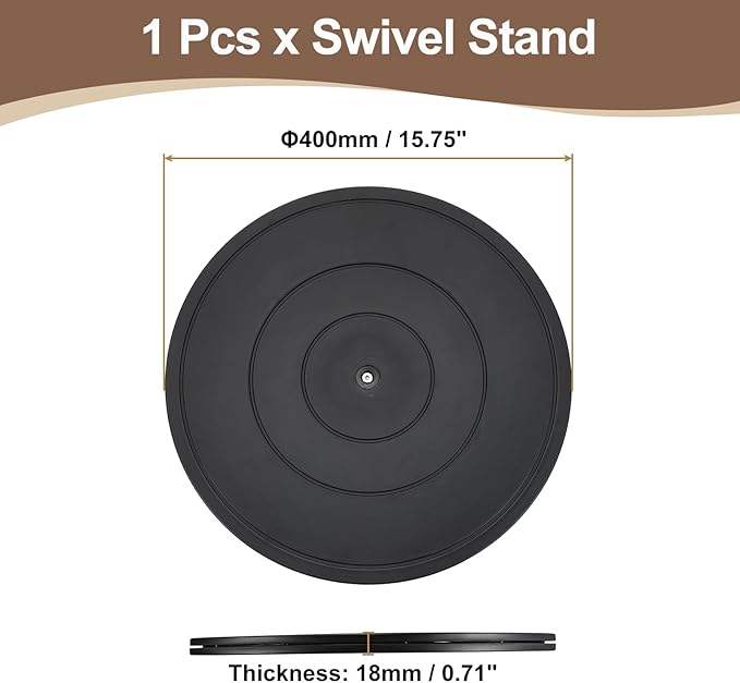 uxcell 3Pcs 16 Inch Rotating Swivel Stand with Steel Ball Bearings, 360 Degree Rotating Lazy Susan Turntable Organizer Round Rotating Plate for TV Sculpture Computers Monitor, Black