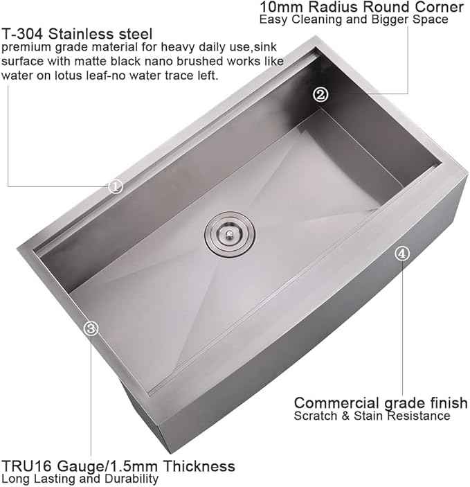33Inch Farmhouse Sink Workstation -VOKIM 33"x22" Apron Front Kitchen Sink Single Bowl 16 Gauge Stainless Steel Kitchen Farm Kitchen Sinks with Accessories