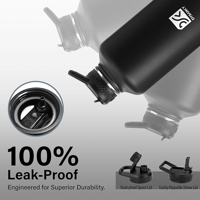 DYSANKY Insulated Water Bottle | Thickened Stainless Steel Vacuum Metal | Portable Sports Half Gallon Large Water Jug for Gym and Hiking with Straw, Carrier Bag, Handle Strap | BPA-Free 64 oz