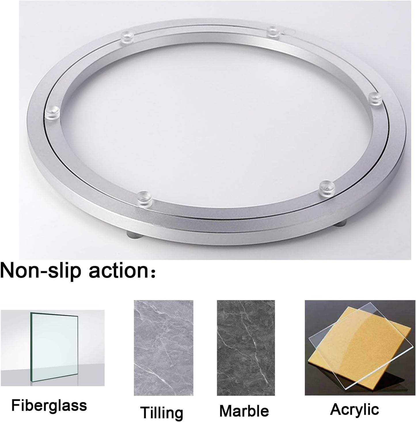 Lazy Susan Hardware Aluminum Metal Rotating Turntable Bearings Swivel Plate Bearing for Dining-Table Non-Slip and Workbench (16 Inchs) …