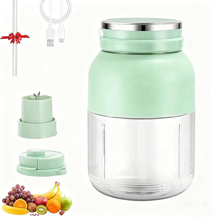 Blender Mini Japan, 28/37fl Oz Hand Blender, Leak Proof Design No Filter Required | Wireless | One Cup with Double Lid, USB-C Rechargeable, for Smoothies, Shakes (1pc A, 28fl Oz)