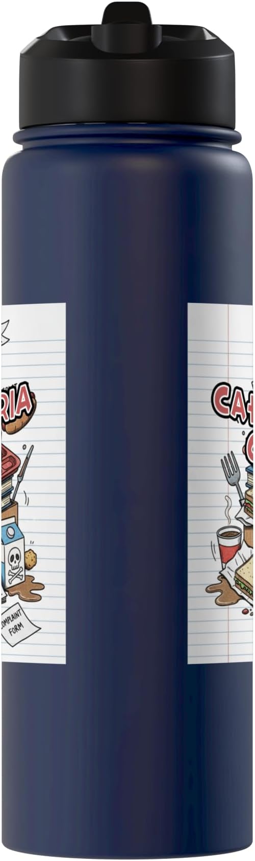 Cafeteria Critic - Student Lunch School Humor Food Chaos Stainless Steel Insulated Water Bottle