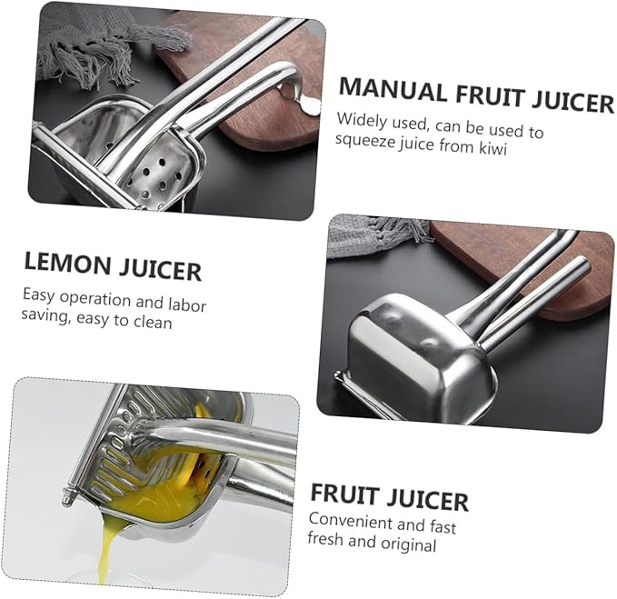 304 Stainless Steel Manual Fruit Squeezer Ergonomic Handheld Juicer for Citrus and Fruits Non-Slip Design for Kitchen Use Easy to Clean