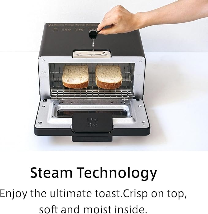BALMUDA The Toaster Pro | Steam Oven Toaster | Compact Size 14.1″W × 12.6″D × 8.2″H | 6 Modes: Shokupan, Golden Toast, Pizza, Croissant, Oven, Salamander Grill | (Baking Tray Sold Separately) | Black