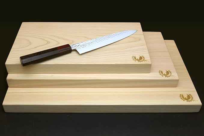 Yoshihiro Japanese Hinoki Cypress Natural One-Piece Wooden Professional Grade Cutting Board - Made in Japan (Large)