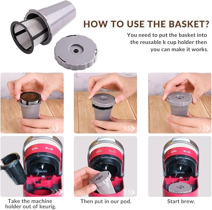 WOTOW Reusable Coffee Filter Set for K Cups Replacement Filter for Keurig My style Filter Housing Fits B30 B40 B50 B60 B70 Series(1 house + 3 filter)