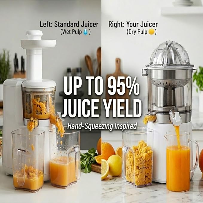 Clog Cold Press Juicer Machine, Powerful Slow Juicer with Total Pulp Control, 2 Pulp Functions, Easy to Clean & Dishwasher Safe, 2nd Gen, Charcoal,Surprise Color (White/Green/Blue)