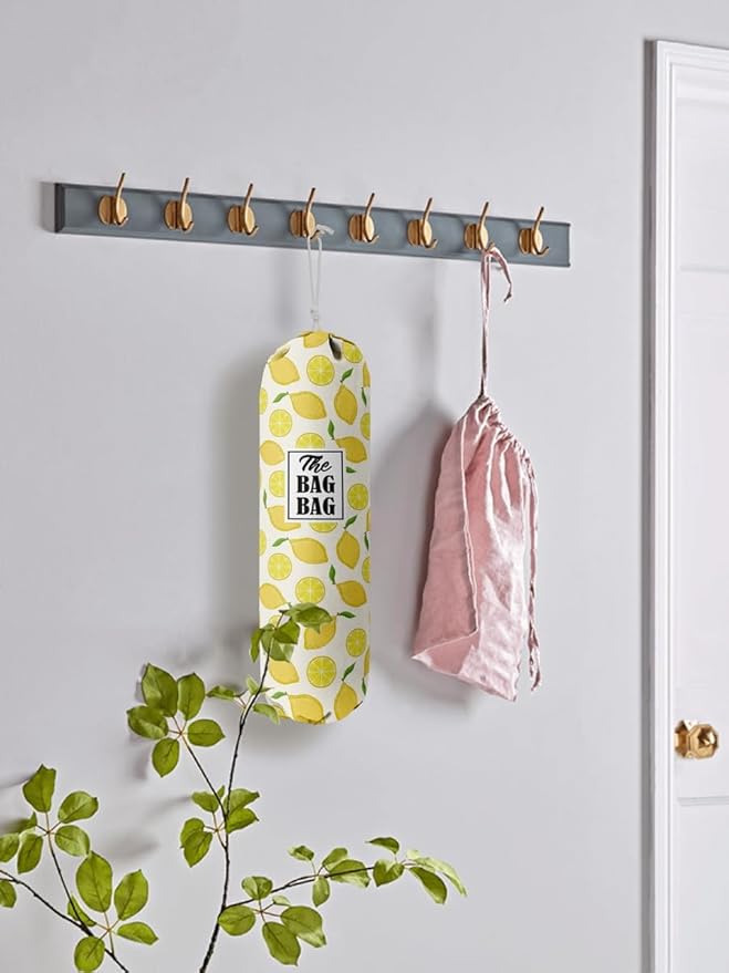 C-1 Lemon Grocery Bags Holder & Organizer - Wall Mount Plastic Bags Storage Container Dispenser - Kitchen Gifts For Women, Family & Friends