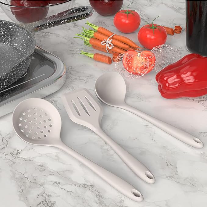 AOTHOD Silicone Cooking Utensils Set - 446°F Heat Resistant Kitchen Utensils,Turner Tongs,Spatula,Spoon,Brush,Whisk,Kitchen Utensil Gadgets Tools Set for Nonstick Cookware,Dishwasher Safe (BPA Free)