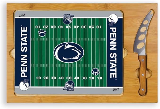 PICNIC TIME NCAA Icon Glass Top Cutting Board & Knife Set, Cheese Boards Charcuterie Boards, Serving Platter, (Parawood & Bamboo)