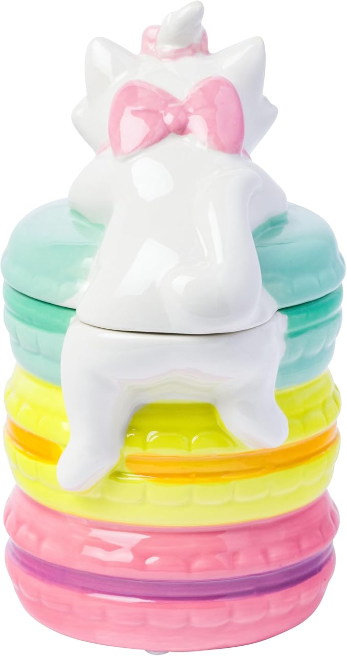 Silver Buffalo Disney The Aristocats Small Sculpted Ceramic Snack Jar Featuring Marie, 4” x 4.85” x 7.3”