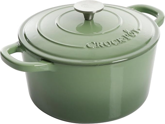 Crock Pot Artisan 5 Quart Enameled Cast Iron Round Dutch Oven, Red