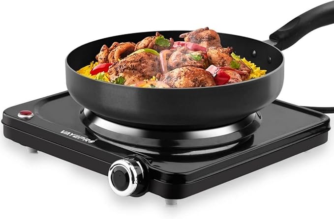 Vayepro 1500W Hot Plate, Portable Electric Stove, Single Electirc Cooktop, Portable Burner for Cooking, Cooktop for Dorm Office Home Camp, UL Listed, Compatible with All Cookware