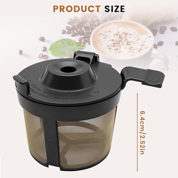 Permanent Coffee Filter for Ninja PB051、PB040、PB041ST, Reusable Coffee Filter Basket, Gold 304 Stainless Steel Mesh, Eco-Friendly Coffee Maker Accessories