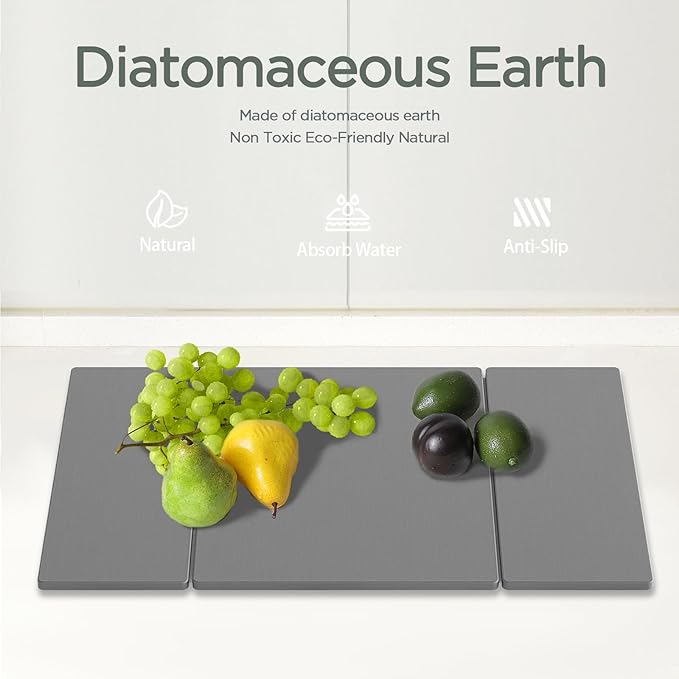 2PCS Stone Drying Mat for Kitchen Counter, Large Stone Dish Drying Mat - Diatomite Earth Water Absorbing Drying Stone for Kitchen Counter Mat, Quick Dry Stone Mat Kitchen for Cups Dishes Bottles.