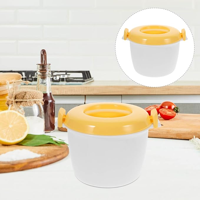 SHERCHPRY Microwave Rice Cooker Small 4 Cup Multifunctional Microwaveable Rice Steamer with Locking Lid for Cooking Vegetables Noodles Compact Kitchen Appliance 7.87X7.87X6.10In