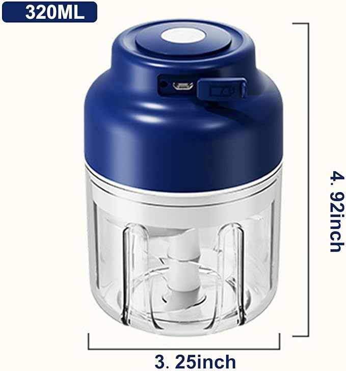 Upgrade Electric Garlic Chopper, Electric Mini Food Processor Portable Veggie Cutter Chopper, USB Rechargeable Wireless Food Chopper with 6 Blades for Mashing Garlic, Chili, Onion, Fruit, Meat Ginger