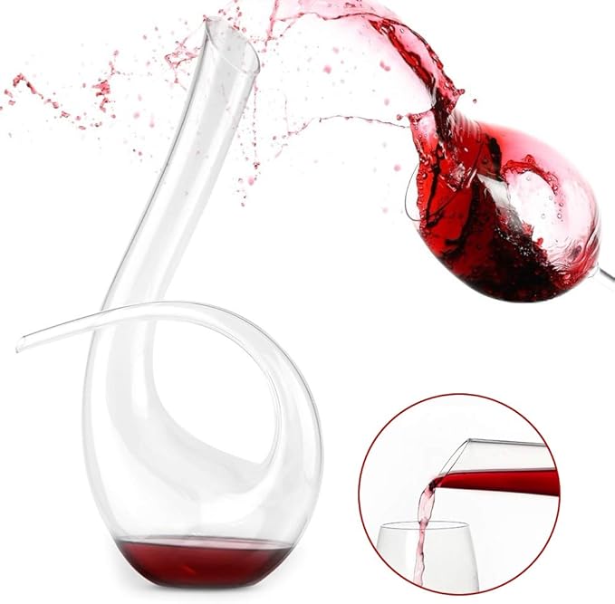 EVTSCAN Wine Pourers, 1500ml 6-shaped Decanter Red Wine Brandy Handmade Crystal Glass Aerator Bottle Pourer
