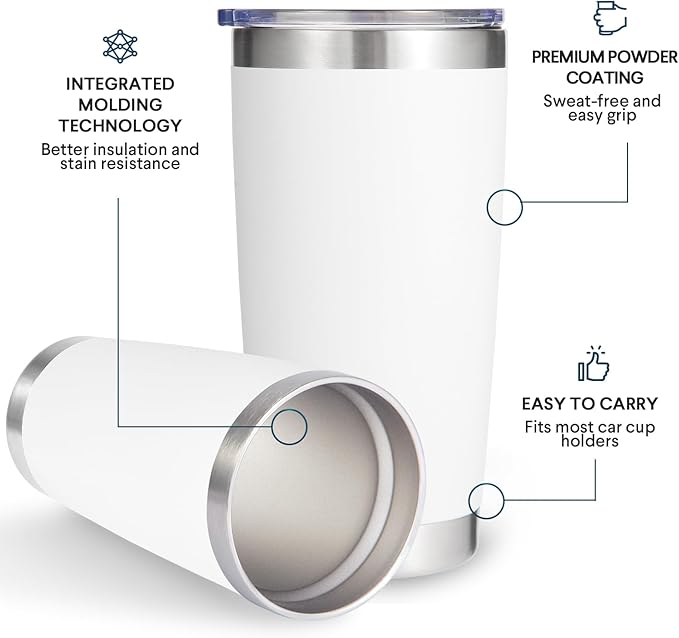 Volhoply 20oz Stainless Steel Tumbler with Lid and Straw Bulk 4 Pack,Double Wall Insulated Travel Iced Coffee Mug Fits Cup Holder,Powder Coated Cups for Hot/Cold Drinks,Gifts for Women（Mix,4 Set）