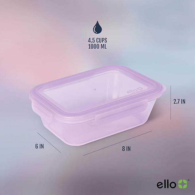 Ello Snap & Nest 10-Piece 4.5 Cup Plastic Meal Prep Set, Reusable Food Containers for Healthy Eating, Freezer, Dishwasher Safe, Berry Fields