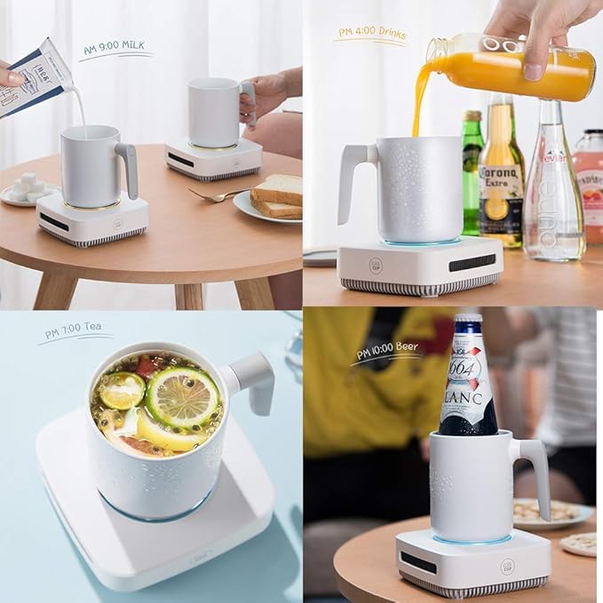 Desktop 2in1 Coffee Warmer Cup Cooler, 131℉ - 46℉ Heating and Cooling Beverage Plate for Coffee Tea Water Milk Beer Cocoa