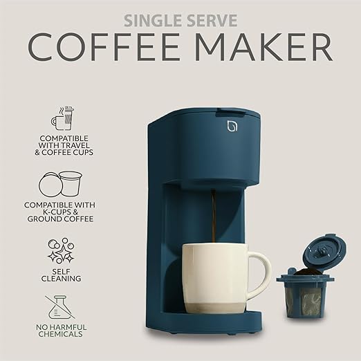 WILLOW Eco Series Single Serve Coffee Maker for K Cup and Ground Coffee, 6 to 12oz Brew Sizes with Strong Brew Option, Small Coffee Machine with Removable Reservoir & Reusable Filter, Eco-Friendly