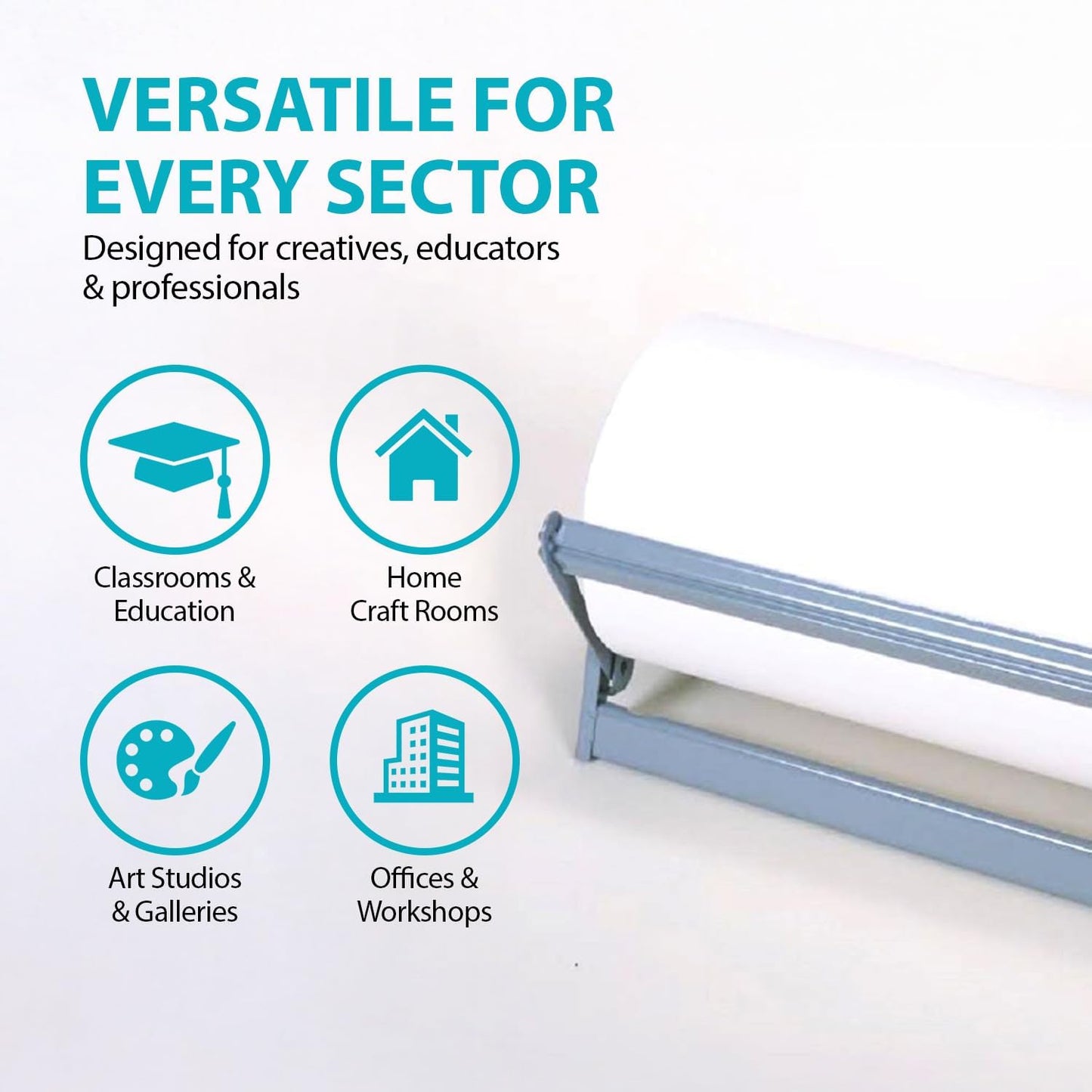 30" Wide Roll Paper Dispenser with Cutter – Wall Mounted Roll Dispenser with Serrated Cutter – Fits Craft, Freezer, Wrapping, Butcher Paper Roll or Cling Film – Heavy-Duty, Grey