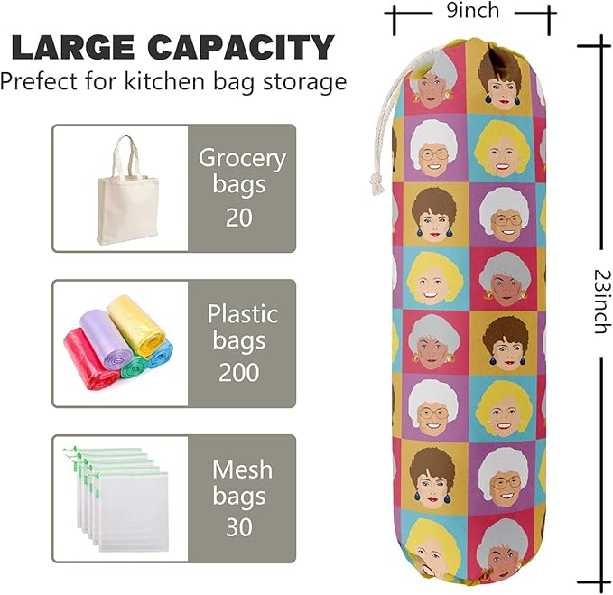 Golden Girls, Grocery Bags Holder Organizer For Shopping Bags, Wall Mount Plastic Bags Storage Container Dispensers, Gift For The Preferred Family And Friends