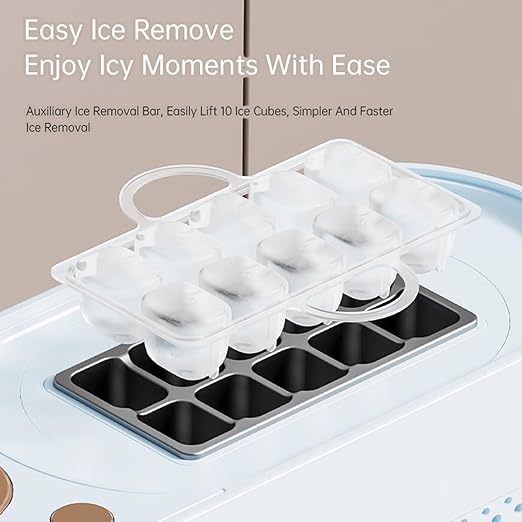Cryfokt Mini Countertop Ice Maker, 10 Ice Cubes in 10 Mins Portable Quiet Automatic Machine with Scoop and Basket, for Home Office Camping Party Bar (US Plug)