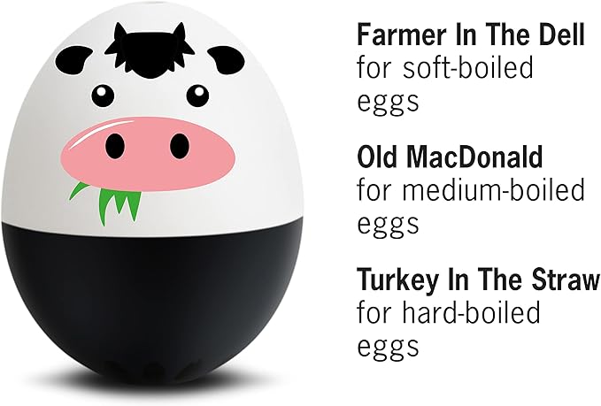 Moo BeepEgg – Egg Timer for Boiling Eggs – Musical Egg Cooker for Soft, Medium, Hard Boiled Eggs – Food Safe – Singing Floating Egg Timer – Egg Cooker for 3 Levels of Doneness - Brainstream