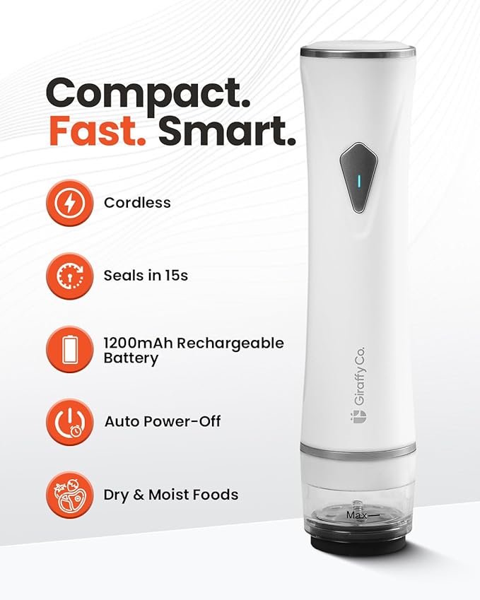 Cordless Handheld Vacuum Sealer Machine for Food (Machine Only), Portable Vacuum Sealer with Visible Water Tank for Reusable Valve Vacuum Bags, Meal Prep & Freezer Storage