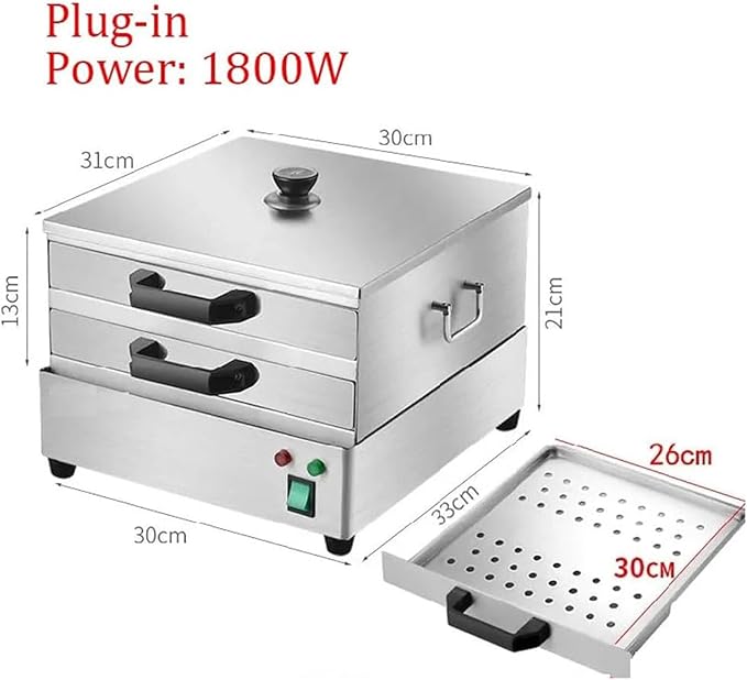 Rice Noodle Roll Steamer Rice Noodle Rolls Machine for Cooking Food Is Heated Evenly 2 Layer Rice Noodle Roll Steamer Machine for Cooking Dim Sum Buns Dumplings