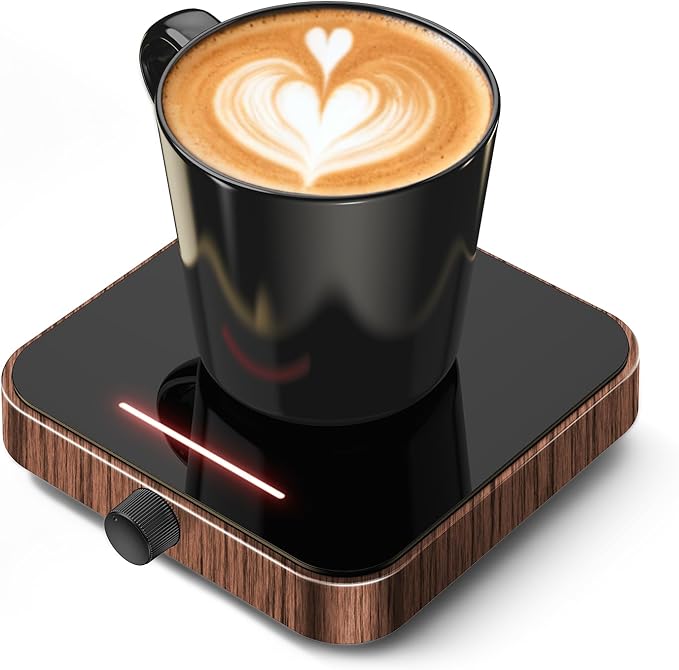 Maestri House Mug Warmer, Electric Coffee Cup Warmer for Desk with 3-Temp Settings,Auto Shut Off, Constant Temperature Heating for Beverage, Milk, Tea and Hot Chocolate at Home & Office (Wood Grain)