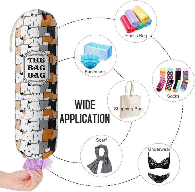 Grocery Bags Holder Organizer For Shopping Bags, Wall Mount Plastic Bags Storage Container Dispensers, Pet Lovers Home Kitchen Bags, The Bag Bag Grocery Bag Holder, Gifts For Women Cat Mom Dad (G-37)