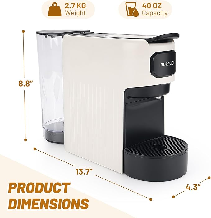 Mini Espresso Pod Machine Compatible with Nespresso Original Pods, 20 Bar Capsule Coffee Maker with 40 oz Removable Water Tank,Programmable Espresso Machine with Espresso and Lungo Modes