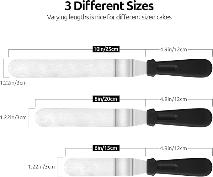 U-Taste 18/8 Stainless Steel Measuring Cups and Spoons Set of 10 and Stainless Steel Offset Icing Spatula Set (Black)