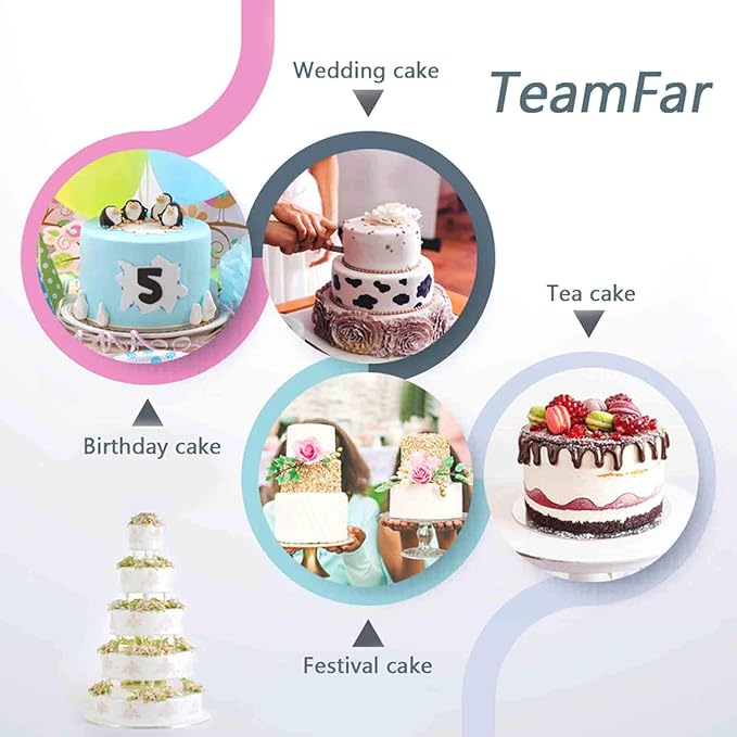 TeamFar Cake Pan, 4’’ - 6’’ - 8’’ - 9½’’ - 11’’, Stainless Steel Round Baking Tier Smash Cake Pans Set, Healthy & Heavy Duty, Mirror Finish & Dishwasher Safe - Set of 5