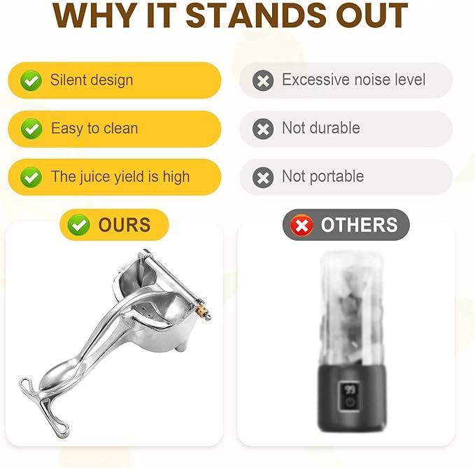 Heavy Duty Manual Fruit Juicer Press, Upgraded Fruit Juice Squeezer Handheld Aluminum Alloy, Non-Slip Ergonomic Grip, Easy to Use & Clean, Efficient Extraction of Citrus, and Other Fruits (1)