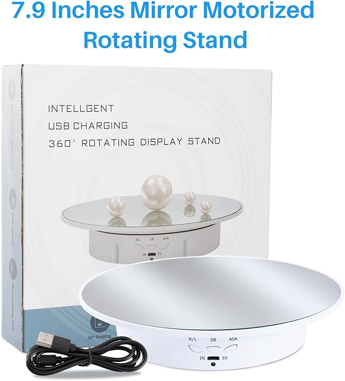Rotating Display Stand Turntable Stand Spinning Stand for Product Shows White,7.87inch /17.6lbs Max Load,White Round
