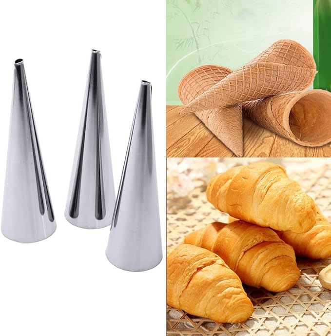 Joyeee 20Pcs Large Conical Cream Horn Molds, Stainless Steel, 5-inch