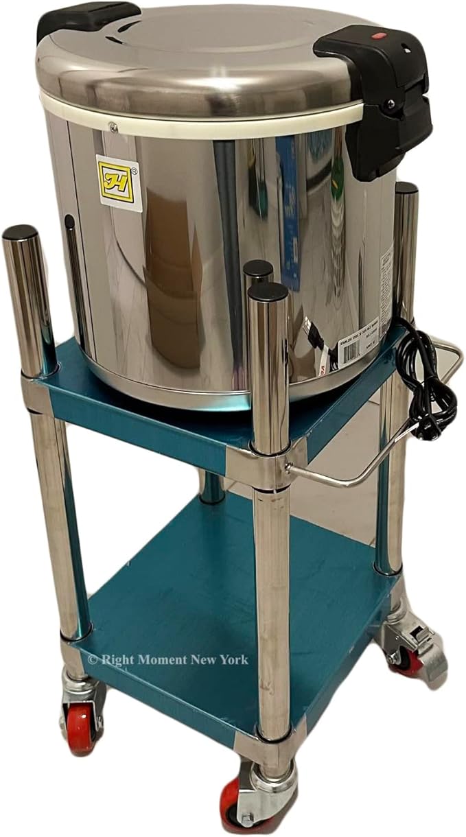 14"W Stainless Steel Commercial Rice Warmer Stand with Undershelf (Wheels with 2 Locks and Handle on Uppershelf)