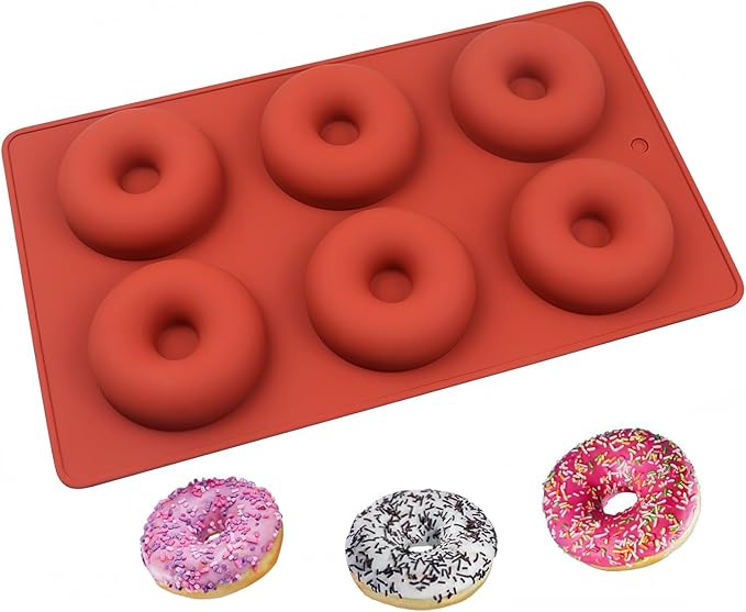 2pcs Silicone Donut Molds, Non-stick Donut Pan Resuable Silicone Baking Pans for Doughnut (Dia.-2.6in)