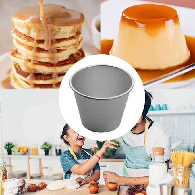 10pcs Aluminum Alloy Pudding Molds, Non-Stick Popover Pan Mini Flan Molds Individual Muffin Baking Maker, Reusable Baking Pans for Cupcakes, Muffins, Jellies, Tarts(COLOR:Silver)