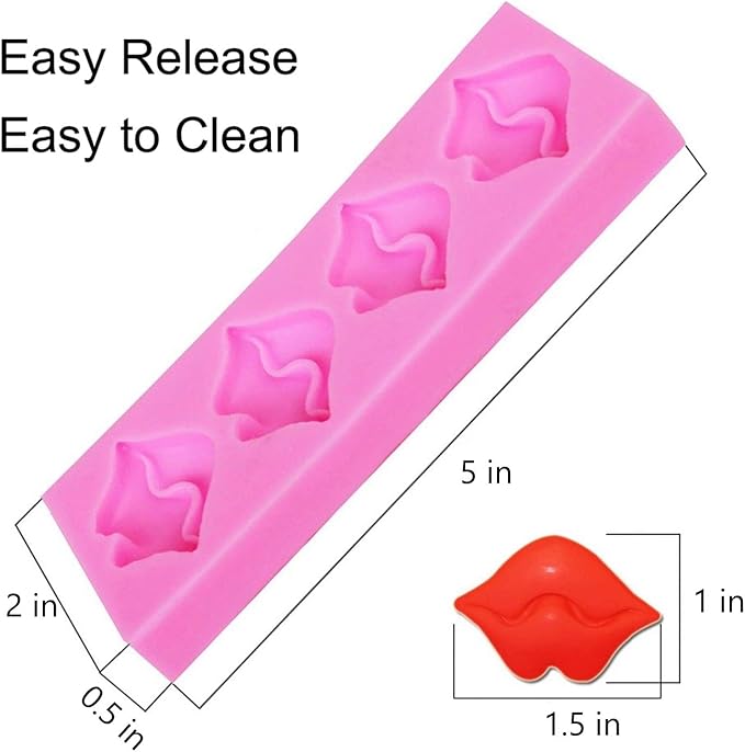 Sexy Lips Candy Chocolate Molds - 3D Kiss Collection Silicone Fondant Mold for Valentine's Day Cake Decoration Wedding Party Supplies Set of 3