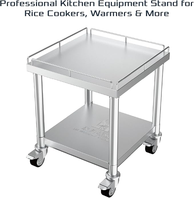 PANTIN® 20" x 20" Stainless Steel Rice Cooker Stand and Cart with Wheels & Brakes, Work Stand & Adjustable Undershelf for Commercial Food Warmer, Large Rice Cookers, PRCWT-2020